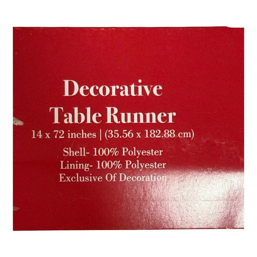 Total Home LTD White Red Embroidered Scalloped Table Runner 14x72 Holiday Decor